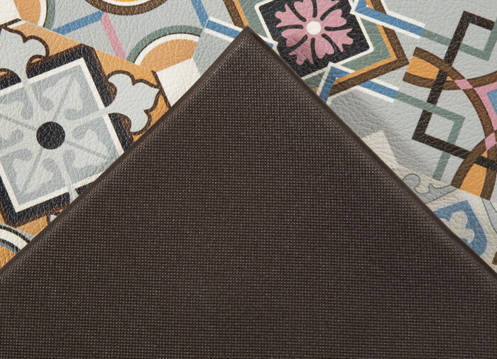 Strapazierfähiger Küchenläufer und -teppich im Fliesen-Design BLAU-GRAU