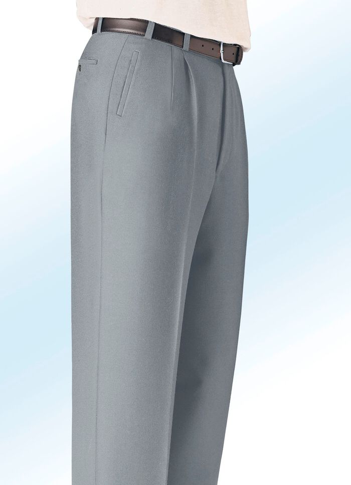 "Klaus Modelle"-Hose mit seitlichen Paspeltaschen SCHILFGR&Uuml;N MELIERT