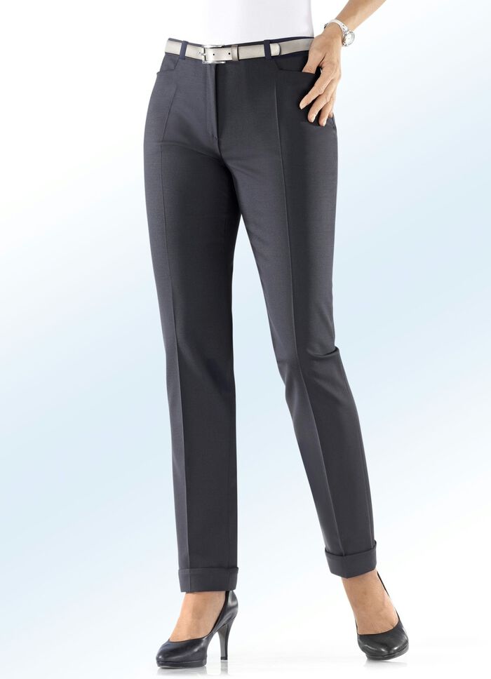 Hose mit trendigen Aufschl&auml;gen DUNKELGRAU