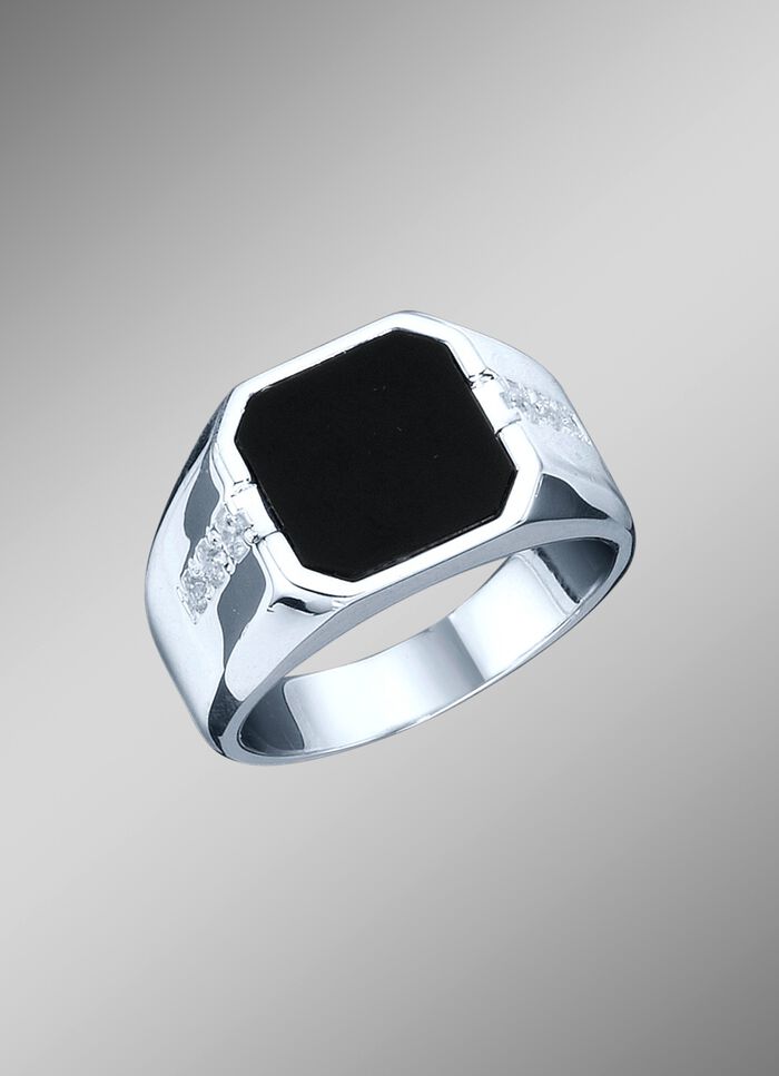 Klassischer Herrenring mit Onyx 