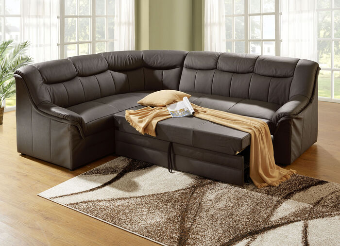 Polsterecke mit Bezug aus echtem Leder BRAUN