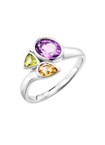 Damenring mit echt Amethyst, echt Citrin und echt Peridot 