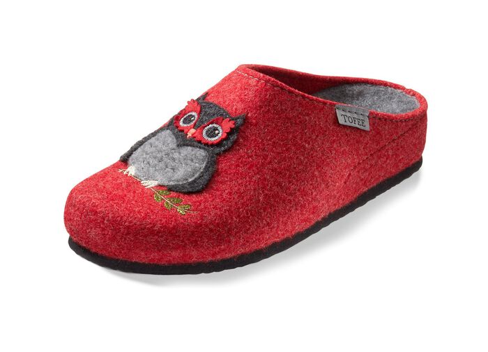 Kuschelwarmer Hausschuh aus Wollfilz ROT