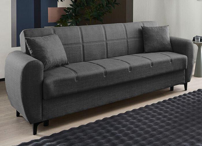 Frei im Raum aufstellbare Polsterm&ouml;bel mit Bettfunktion ANTHRAZIT