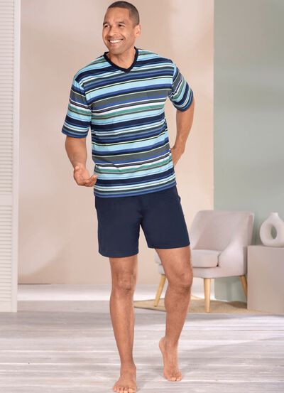 Shorty mit V-Ausschnitt und Seitentaschen 