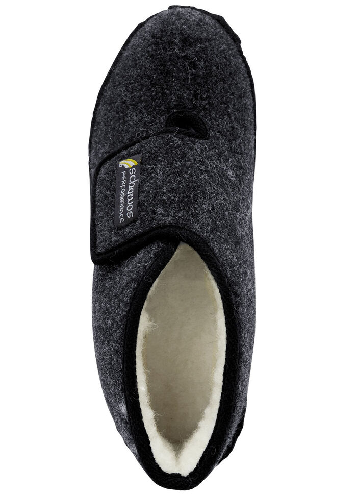 Gefütterte Herren-Hausschuhe, mit Schurwolle ANTHRAZIT-SCHWARZ
