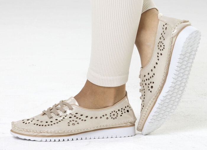 Andrea Conti, sommerliche Damen-Schn&uuml;rschuhe, Weite G, mit herausnehmbarem Fu&szlig;bett MATTGOLD