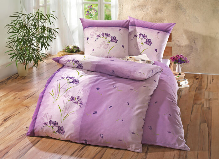 Bügelleichte DOBNIG Bettwäsche-Garnitur mit Reißverschluss FLIEDER