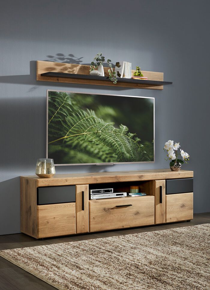 TV-Longboard mit anthrazitfarbenen Elementen 