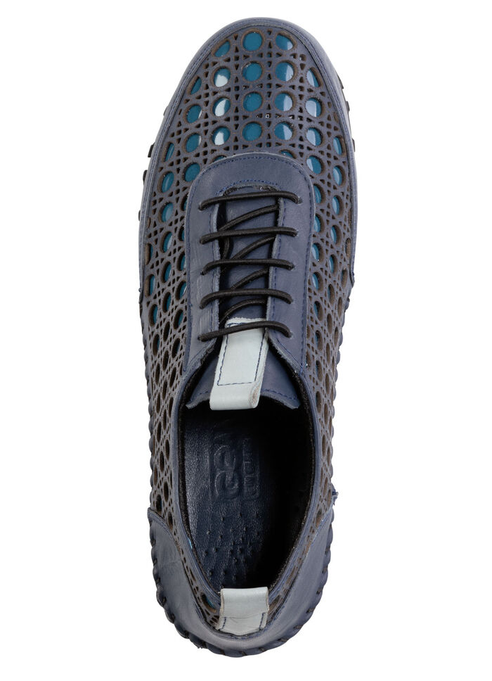 Gemini Schn&uuml;rschuh aus gelochtem Nappaleder BLAU