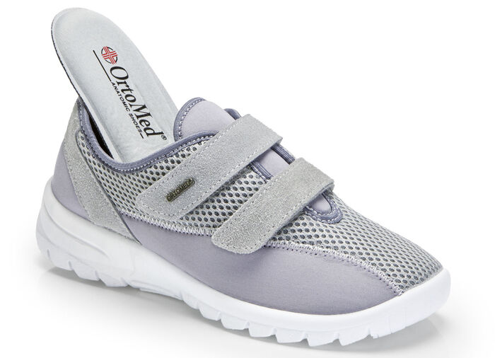 Bequeme Damen-Klettschuhe, Weite H, mit herausnehmbarem Fußbett GRAU