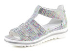 Waldläufer, bequeme Damen-Sandalen, Weite H, mit herausnehmbarem Fußbett WEISS-BUNT
