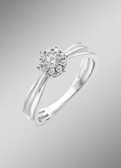 Eleganter Damenring mit synth. Zirkonia 