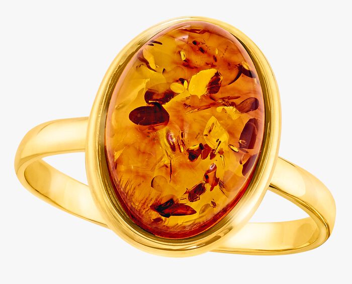 Klassischer Damenring mit echt Bernstein 