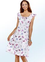 Nachthemd, Kurzarm mit Rundhals und Bindeband 