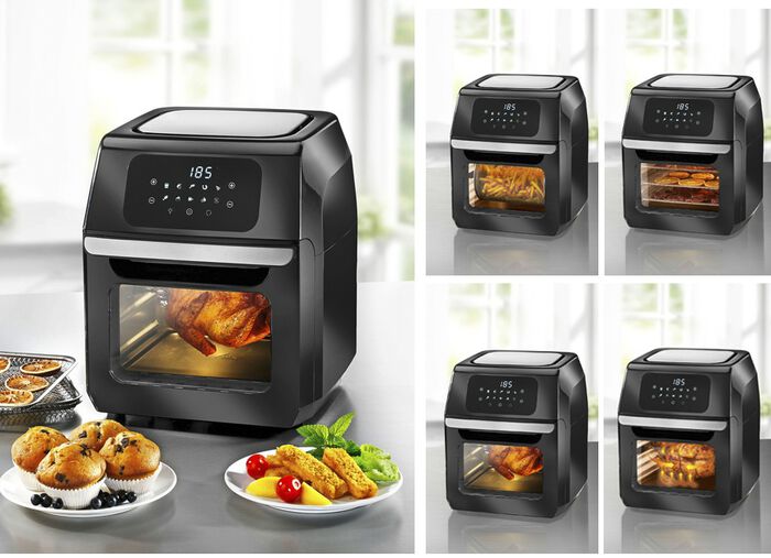 Digitale Hei&szlig;luft-Fritteuse mit Grillfunktion SCHWARZ