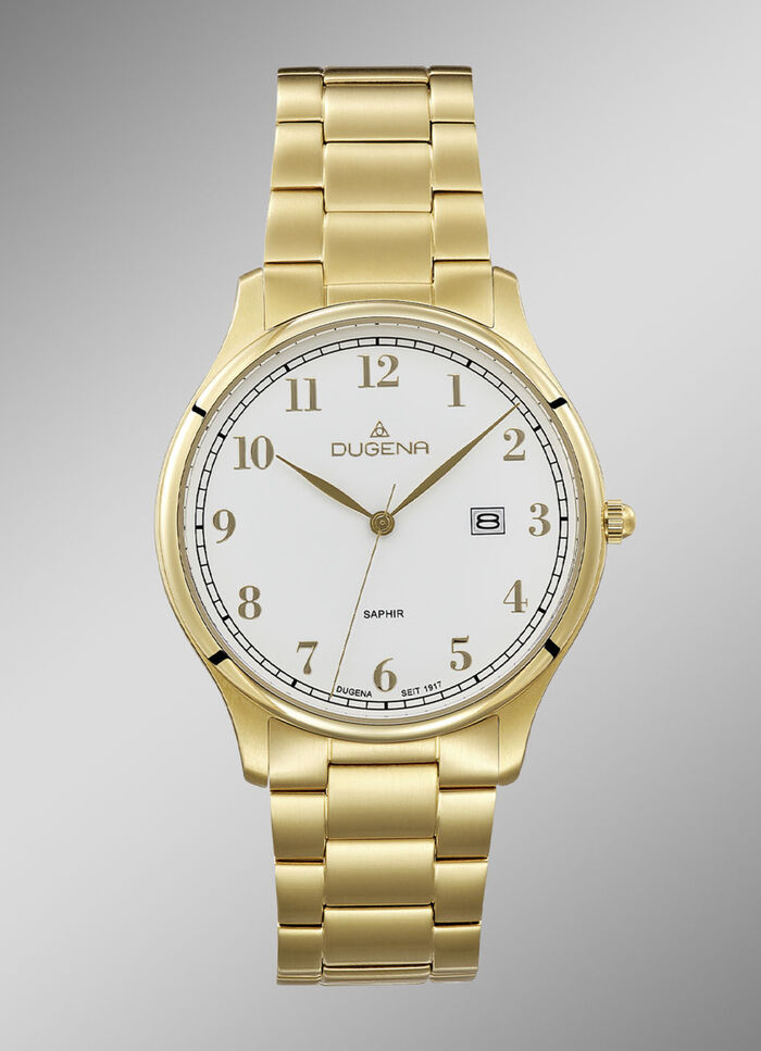 Dugena-Quartz-Herrenuhr mit Edelstahlbandgehäuse 