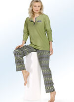 Zweierpack Schlafanzüge mit Brusttasche und Knopfleiste 1X GELB,1X OLIV