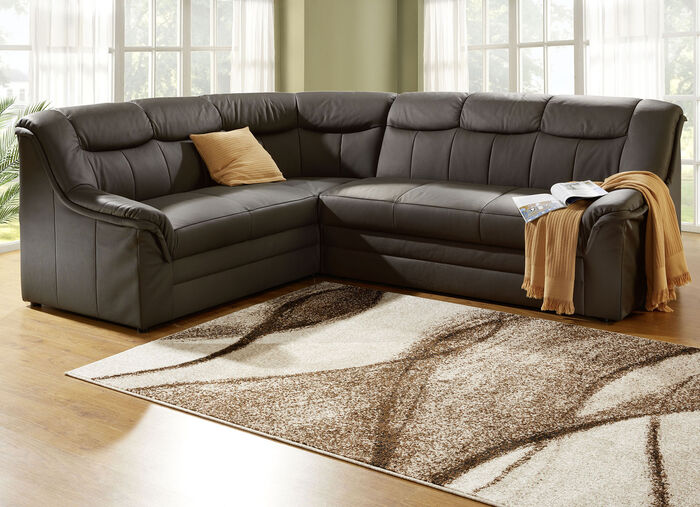 Polsterecke mit Bezug aus echtem Leder BRAUN