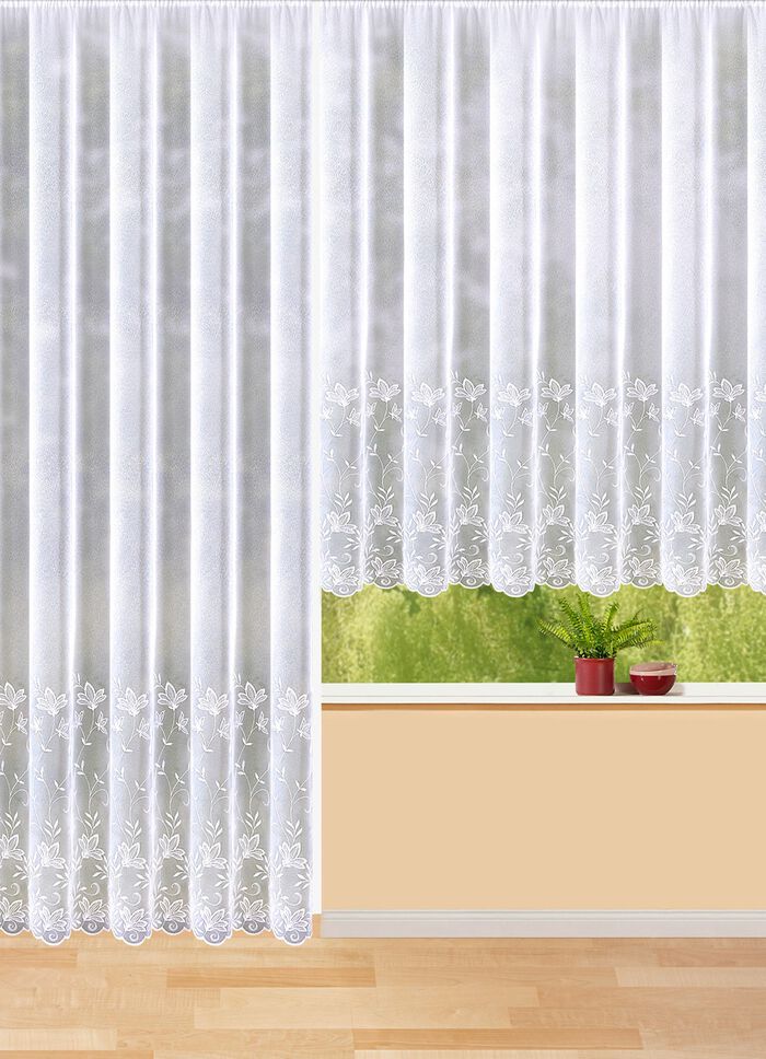 Store mit Bl&auml;tter-Stickerei und Universalschienenband 