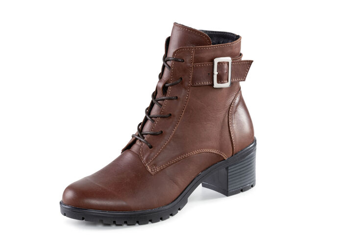 ELENA EDEN Schnür-Stiefelette mit Zierschnalle MARONE