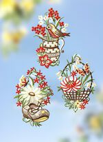 Fensterbilder, 3er-Set, aus Plauener Spize 