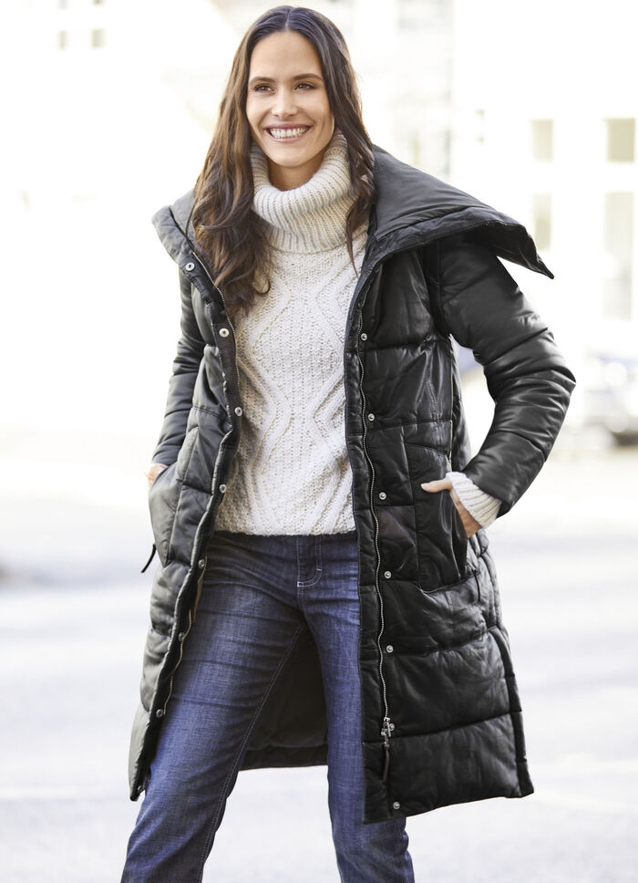 Leder-Steppmantel 2-in-1 von „Jilani“ 