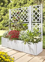 Pflanzkasten in moderner Rattan-Optik WEISS