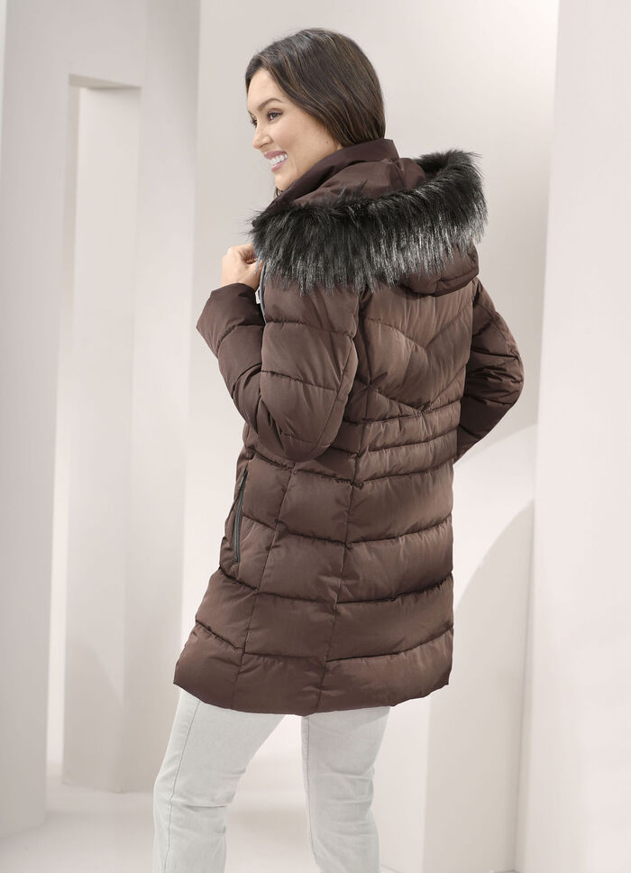 Longjacke mit abnehmbarem Kunstpelz-Besatz 