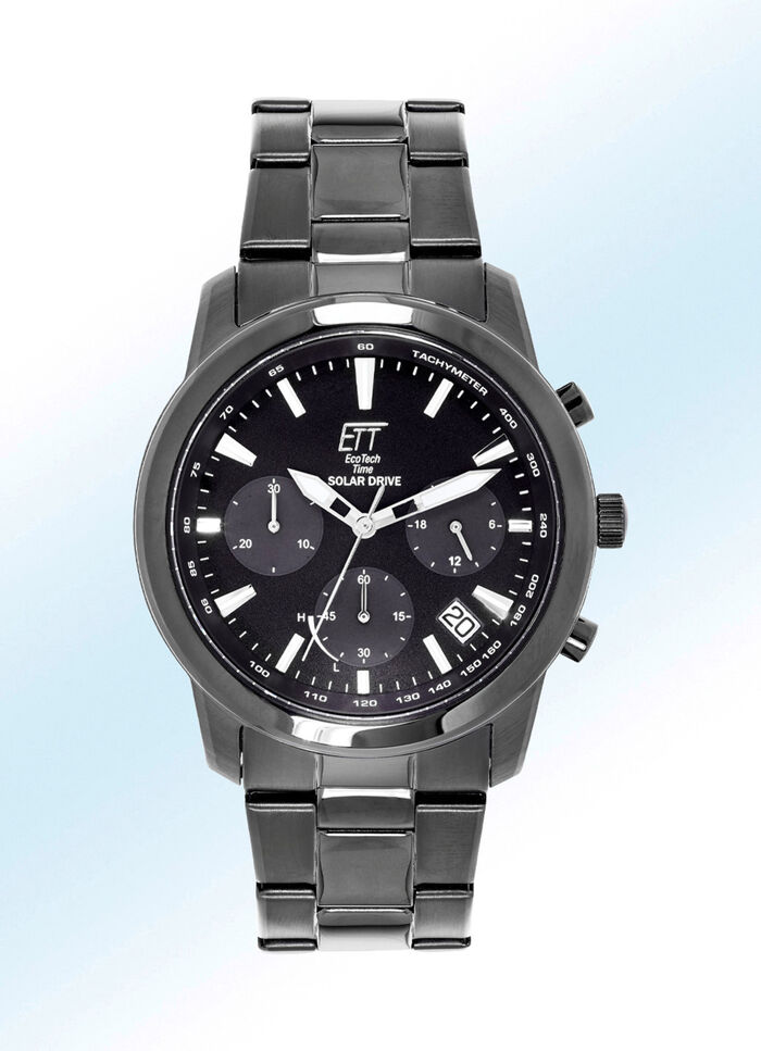 ETT-Solar-Herrenuhr mit Edelstahlgeh&auml;use und Edelstahlband 
