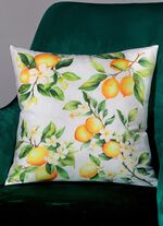 Kissenbezug in Samtoptik mit Zitronenmotiv 