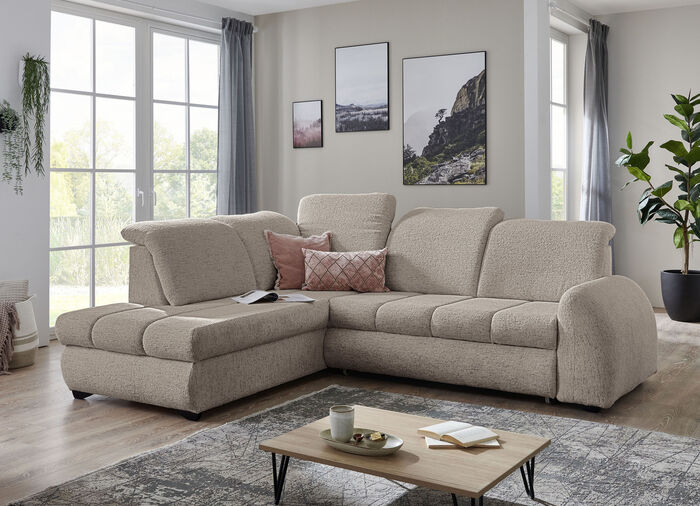 Polsterecke mit Funktion und verstellbaren Kopfstützen BEIGE