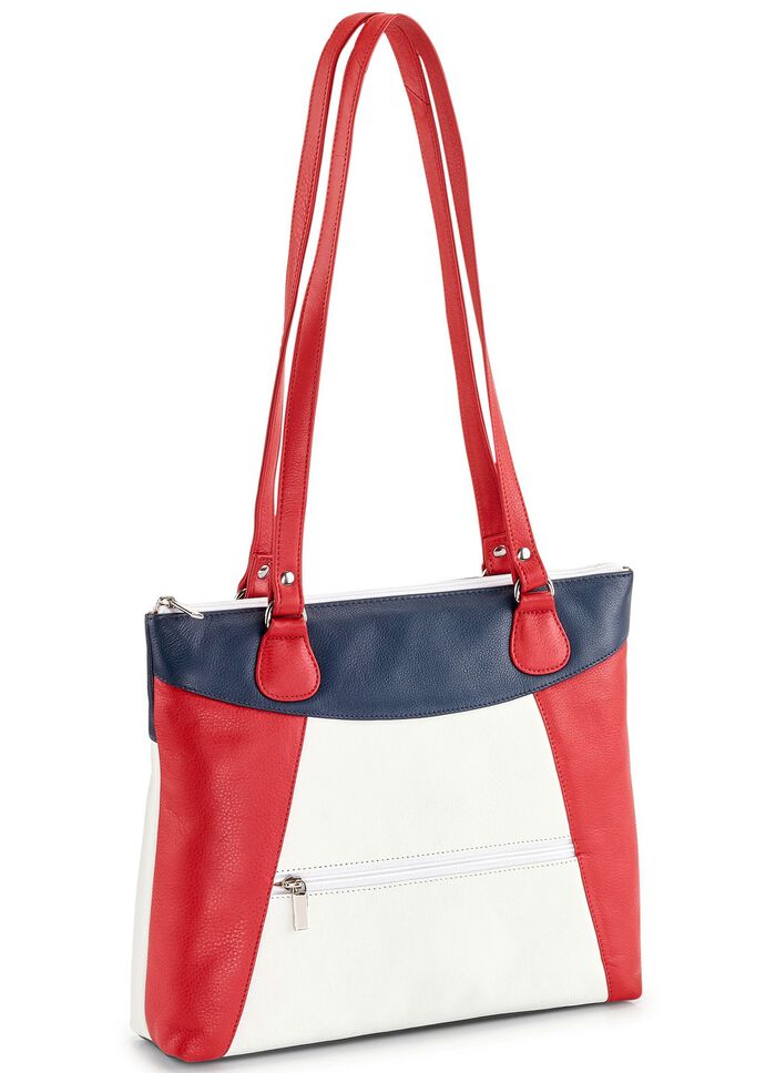 Laurina Tasche aus Vollrind-Nappaleder WEISS-ROT-BLAU