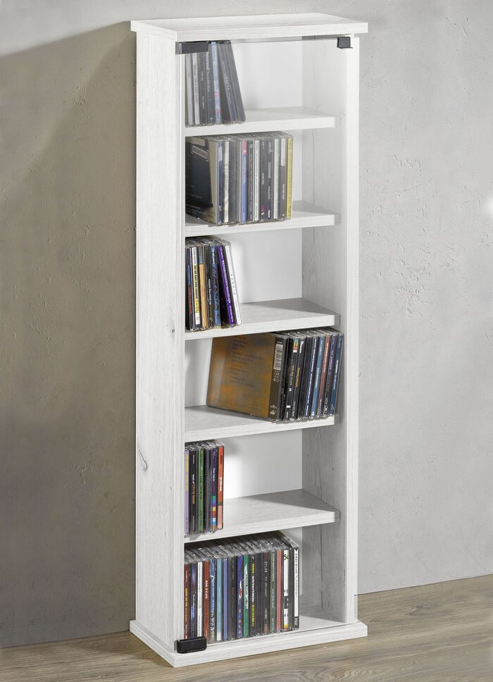 Vitrine mit ESG-Sicherheitsglas für 150 CDs WEISS