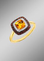 Bezaubernder Damenring mit Brillanten, Citrin und Granat 