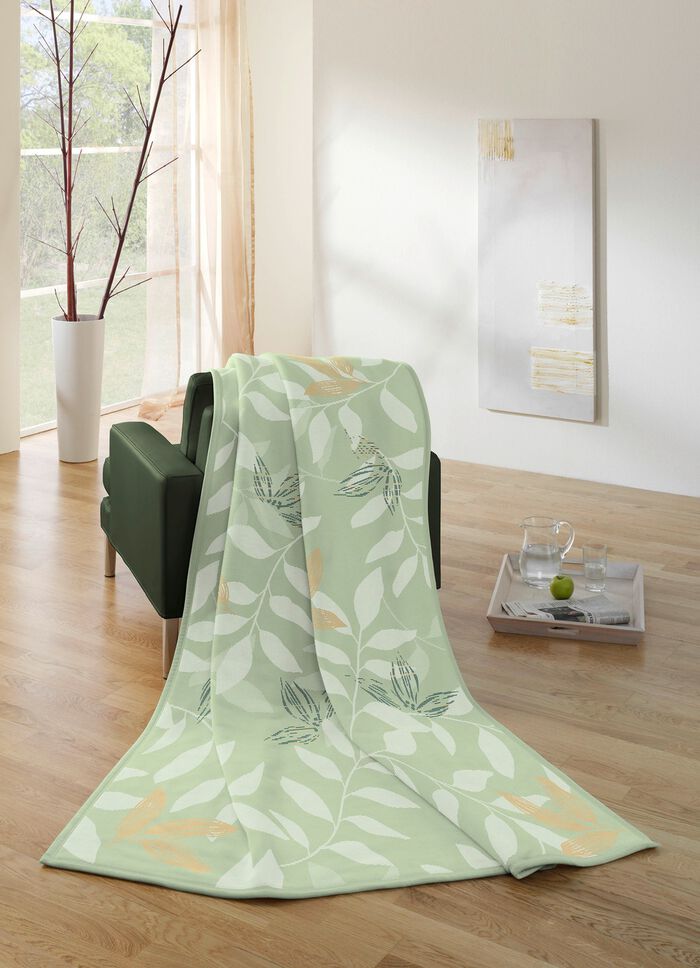 Schlafdecke mit Veloursbandeinfassung GR&Uuml;N