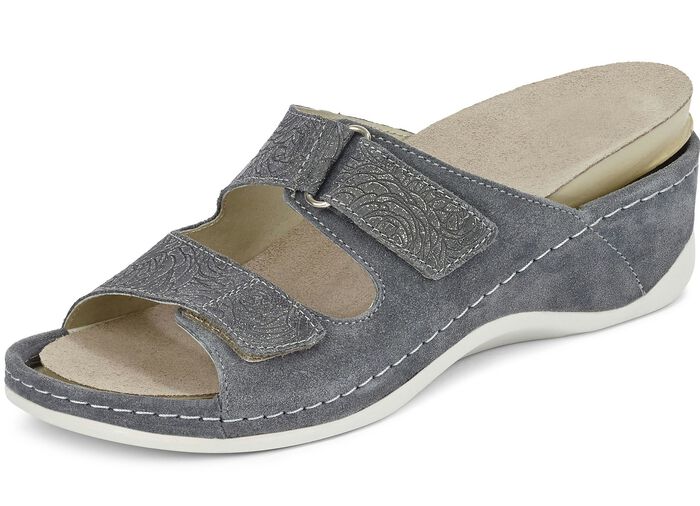 Mubb, bequeme Damen-Pantoletten, Weite H, mit herausnehmbarem Fußbett ANTHRAZIT