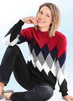 Pullover mit Glitzerakzenten ROT-SCHWARZ-MULTICOLOR