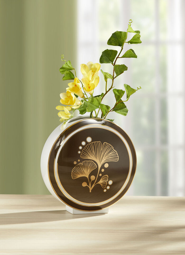 Goebel Vase mit Ginkgo-Dessin 