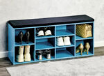 Schuhbank mit Sitzkissen BLAU