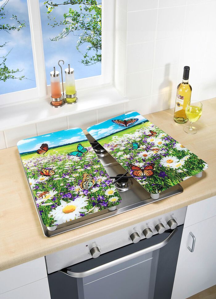 Herdabdeckplatten mit Sommerwiesen-Motiv 