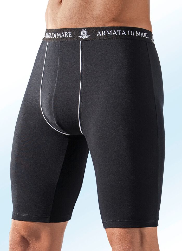 Dreierpack Longpants, uni mit Zierpaspeln 