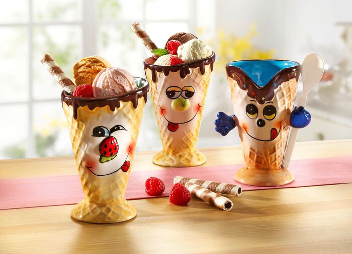 Eisbecher und -sch&auml;lchen aus Keramik BUNT