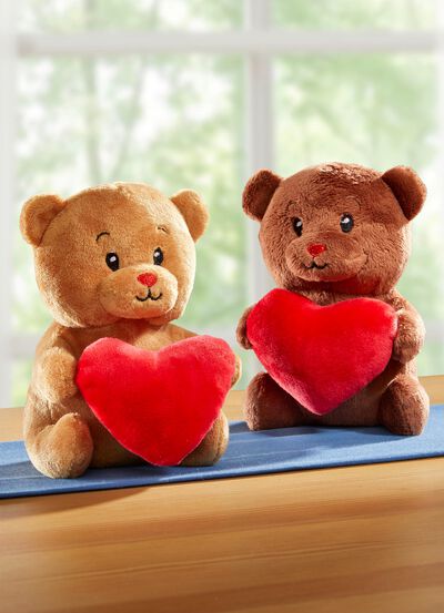 Pl&uuml;sch-Teddyb&auml;r mit Herz, 2er-Set 