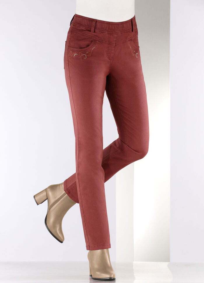 Hose mit funkelnden Glitzersteinchen ZIEGELROT