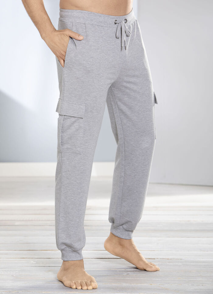 Schlaf-und Freizeithose mit Cargo-und Seitentaschen GRAU MELIERT