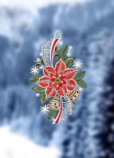 Fensterbild aus echter Plauener Spitze 