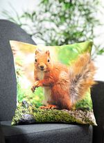 Kissenbezug Eichh&ouml;rnchen mit aufgesetztem Fellschwanz 