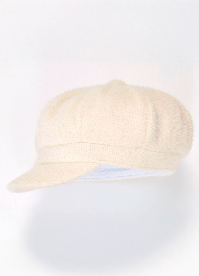 Elegante Damen-Ballonm&uuml;tze, mit r&uuml;ckw&auml;rtigem Elastikeinsatz NATUR