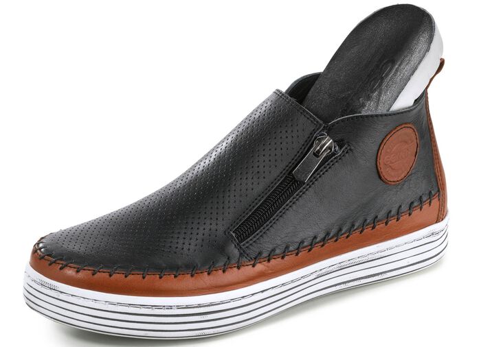 Gemini Bootie aus Rind-Nappaleder mit Zierperforation SCHWARZ-BRAUN